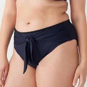 J Crew NWT Black Tie Front High Rise Bikini Bottom 2x